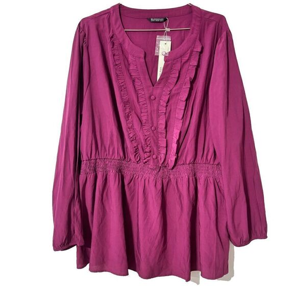 Bloomchic Mini A Line Dress Pink Balloon Sleeve  Elastic Waist V Neck 22-24 - Picture 1 of 8